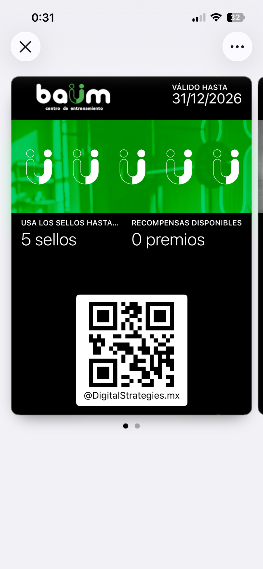 Tarjeta de lealtad de Centro Baüm