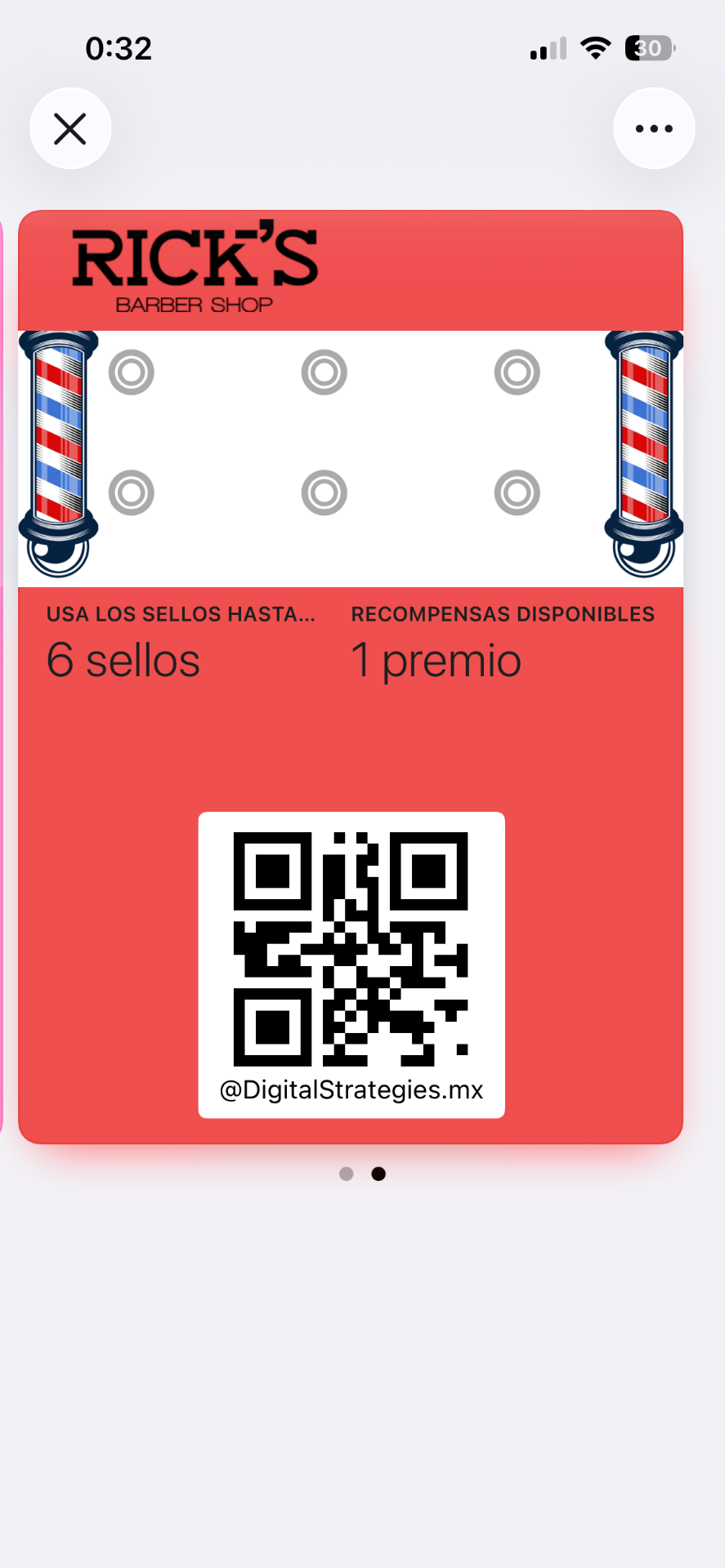 Tarjeta de lealtad de Rick's Barber Shop