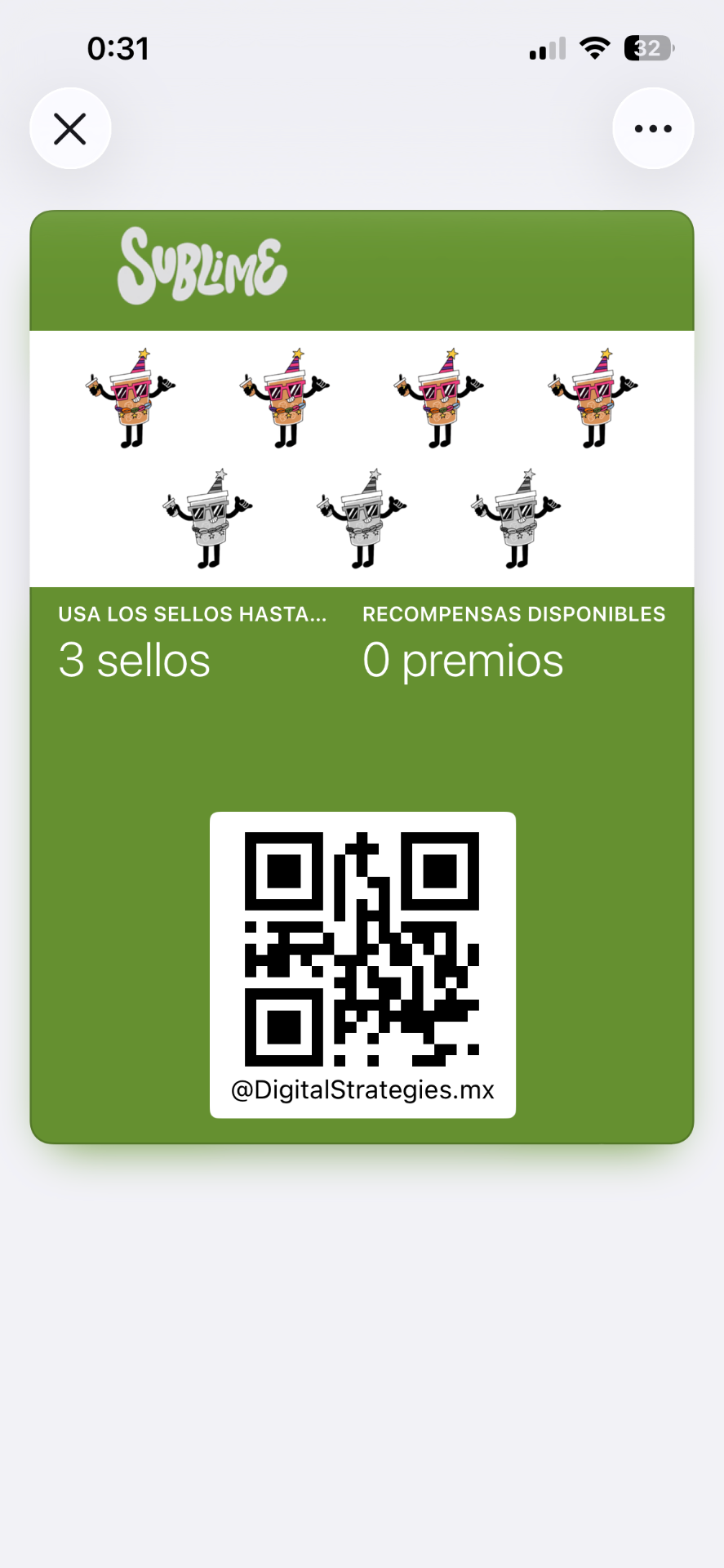 Tarjeta de lealtad de Sublime Coffee Bar